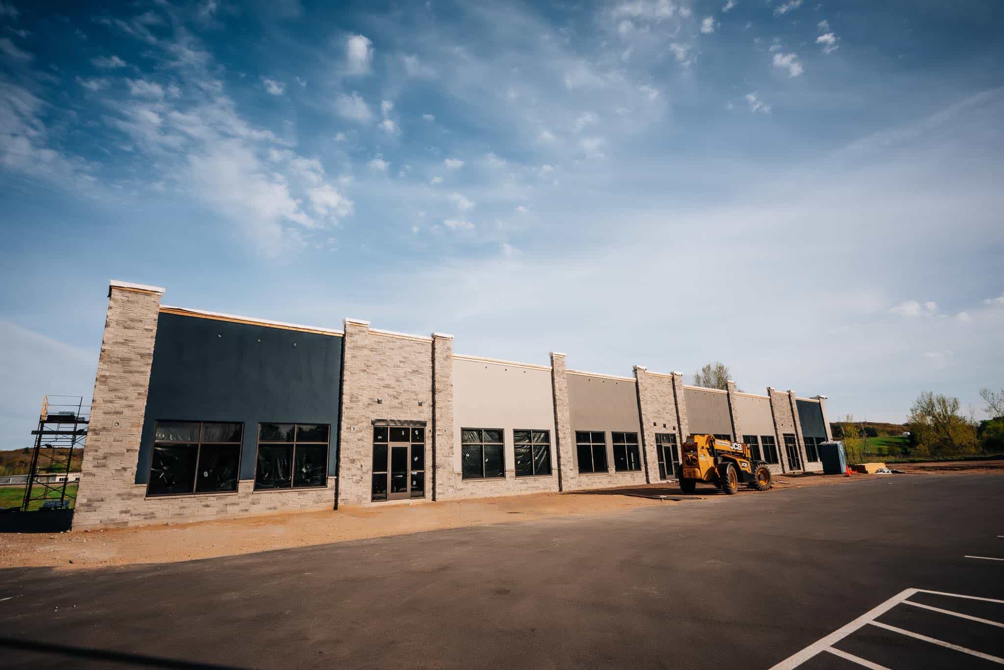 Commercial EIFS exterior finish completed by Accent Finishing at Shoppes Off Melby in Eau Claire, Wisconsin
